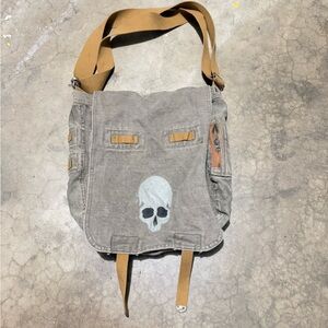 EUC Devotion Takes A Trip Gray Canvas Skull Messenger Bag